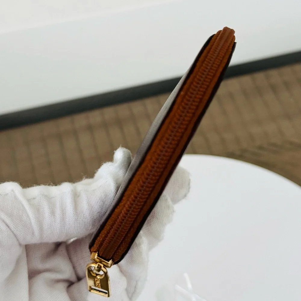 LOEWE Genuine Leather Anagram Coin Pouch - Chocolate Brown